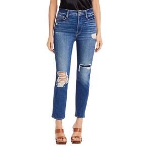 NWT FRAME Jeans Le Sylvie High Rise Slender Straight 31 Distressed Swoon Wash